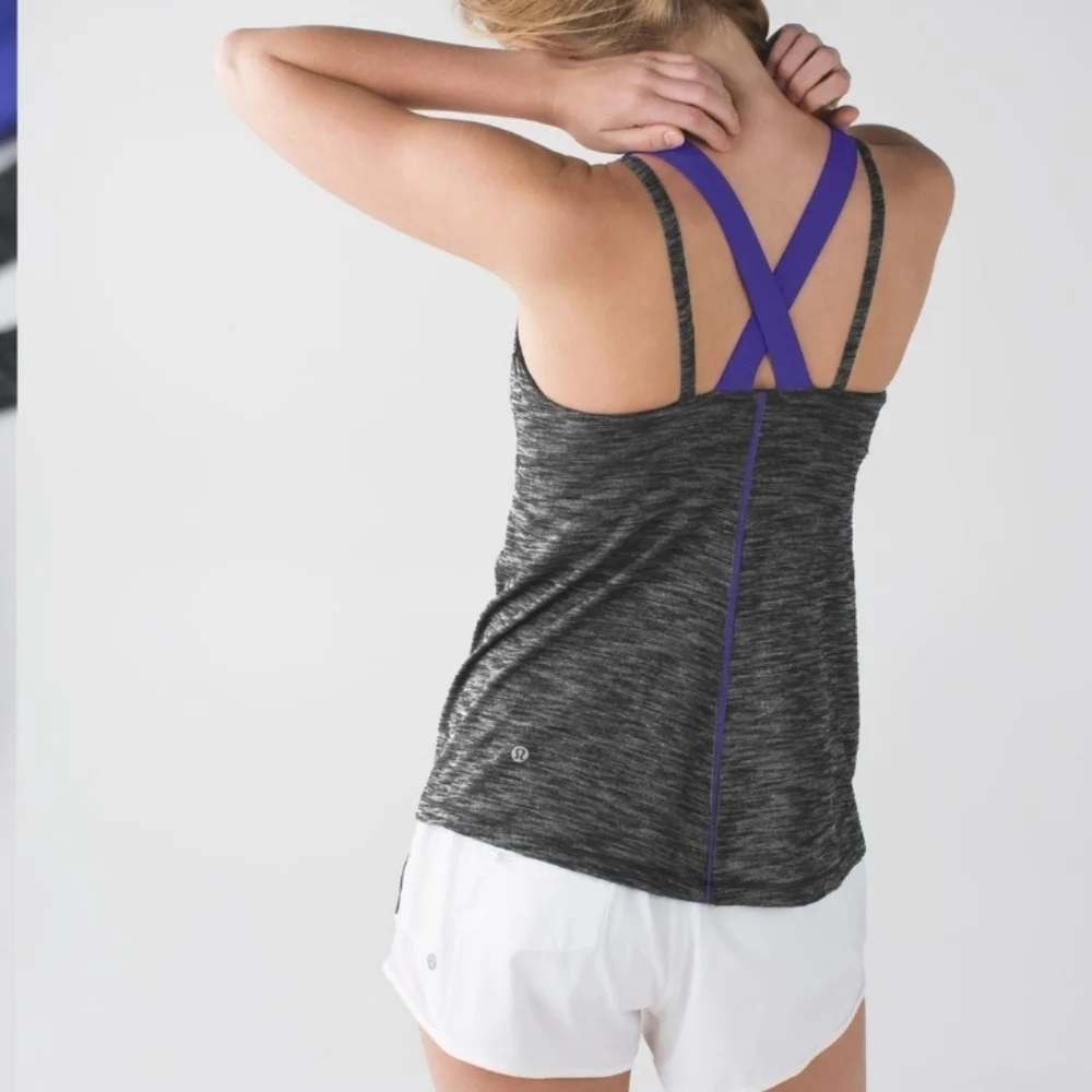 Lululemon Tank Top Womens 6 Heathered Black Purple Athletic Racerback Yoga